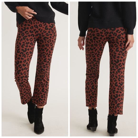 Marine Layer Valencia Pant Kick Flare Leg Cheetah Animal Print Brown NWT XS - Picture 1 of 7